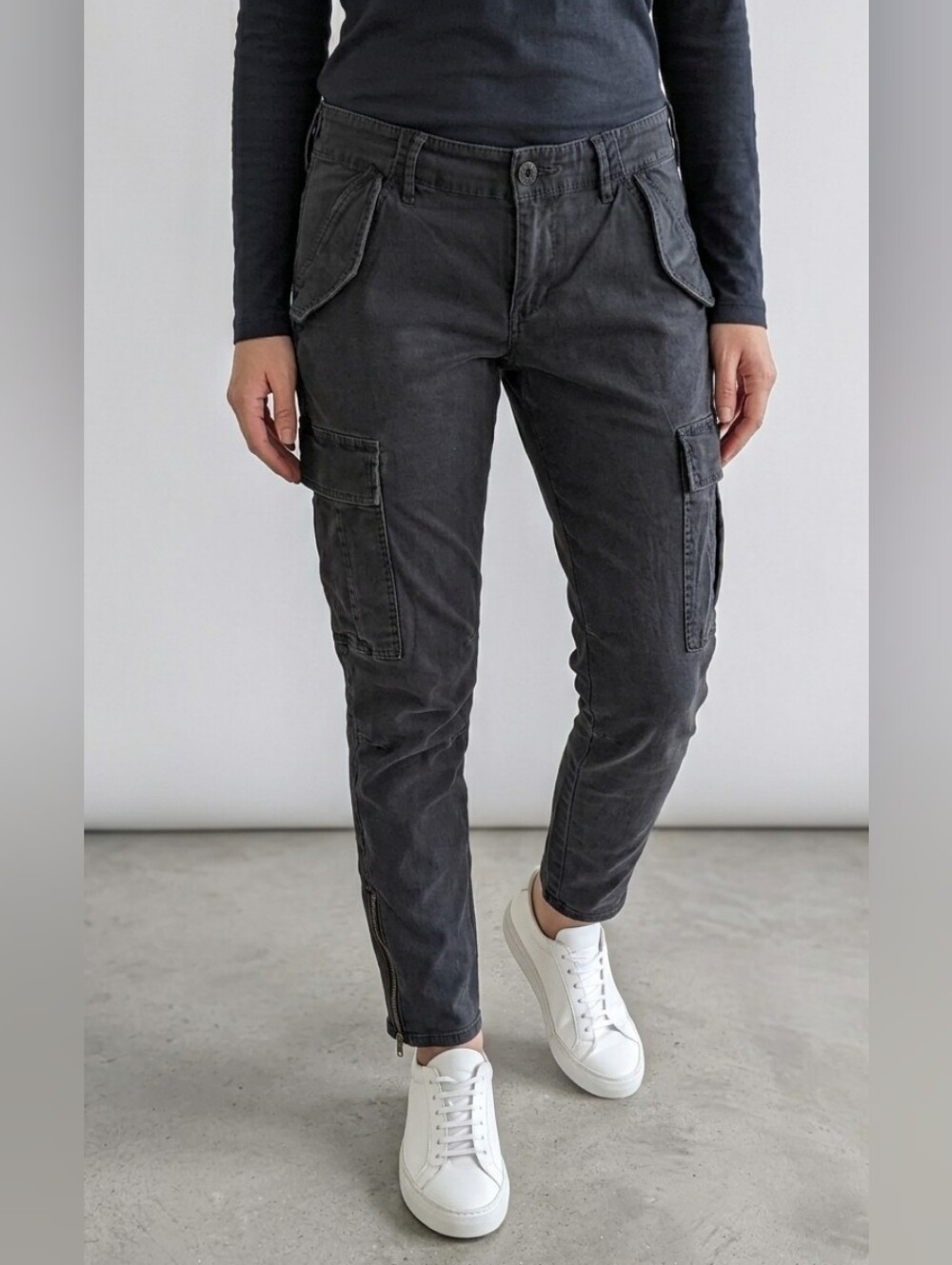 Denim & Supply Ralph Lauren Cargo Pants Navy Blue Ankle Zip Utility Pockets 31